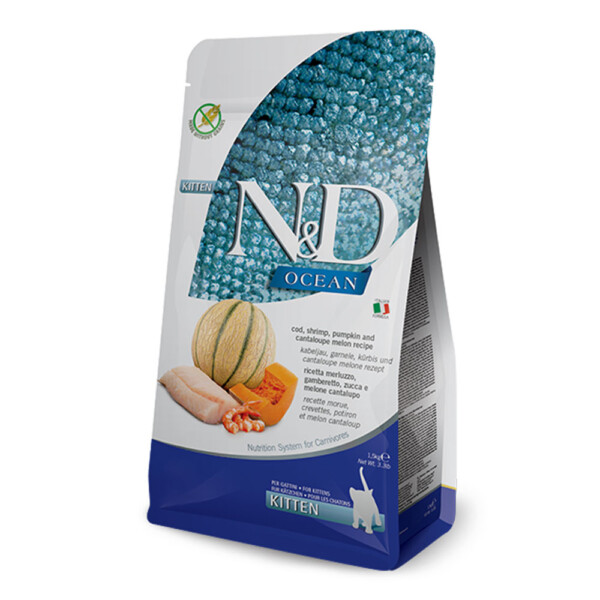 N&D Cat Ocean Codfish, Pumpkin & Cantaloupe Melon Kitten 1,5kg