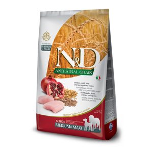 N&D Low Grain Dog Chicken & Pomegranate Senior Medium and Maxi 12kg